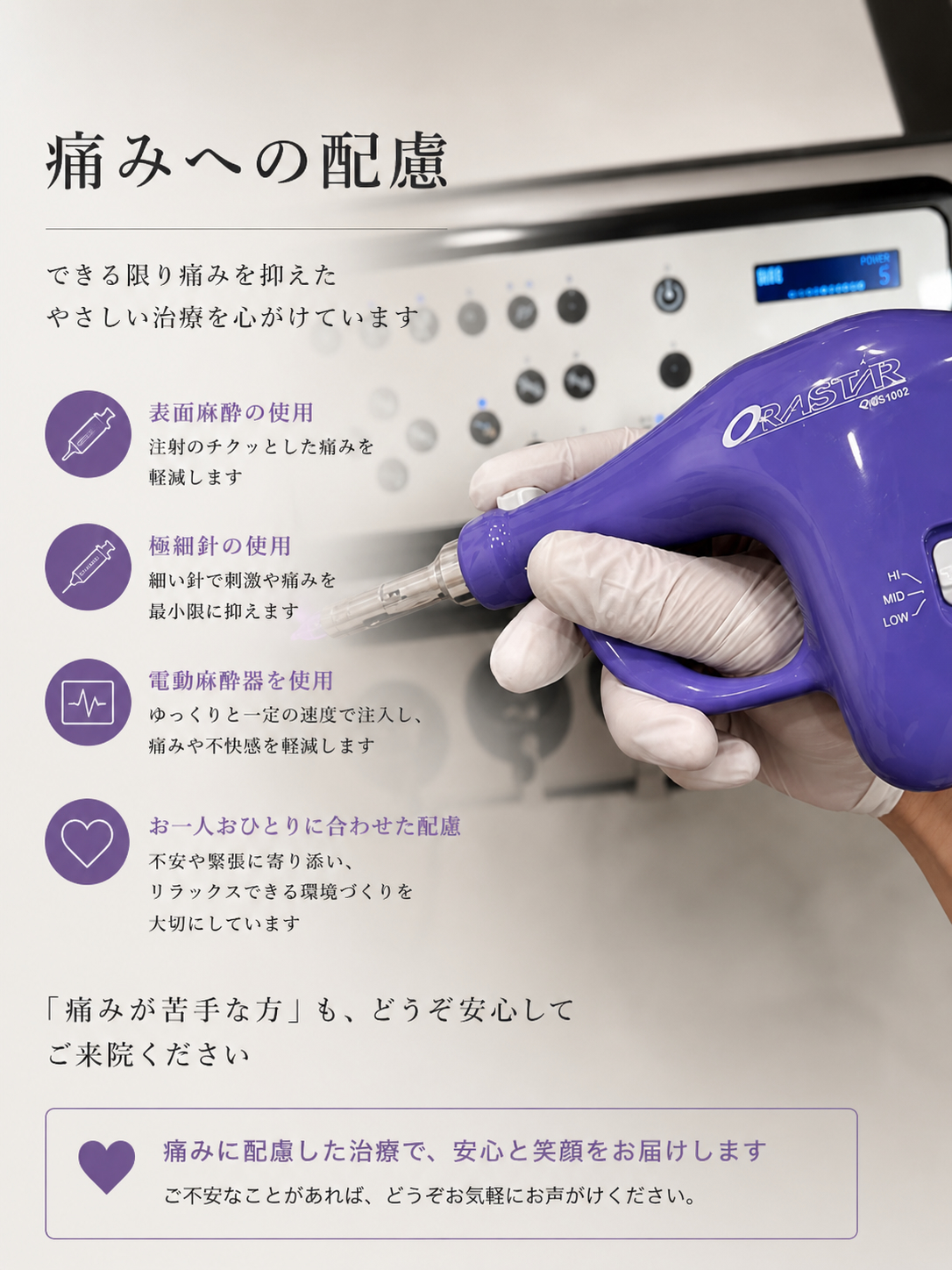 痛みを抑えた歯科治療