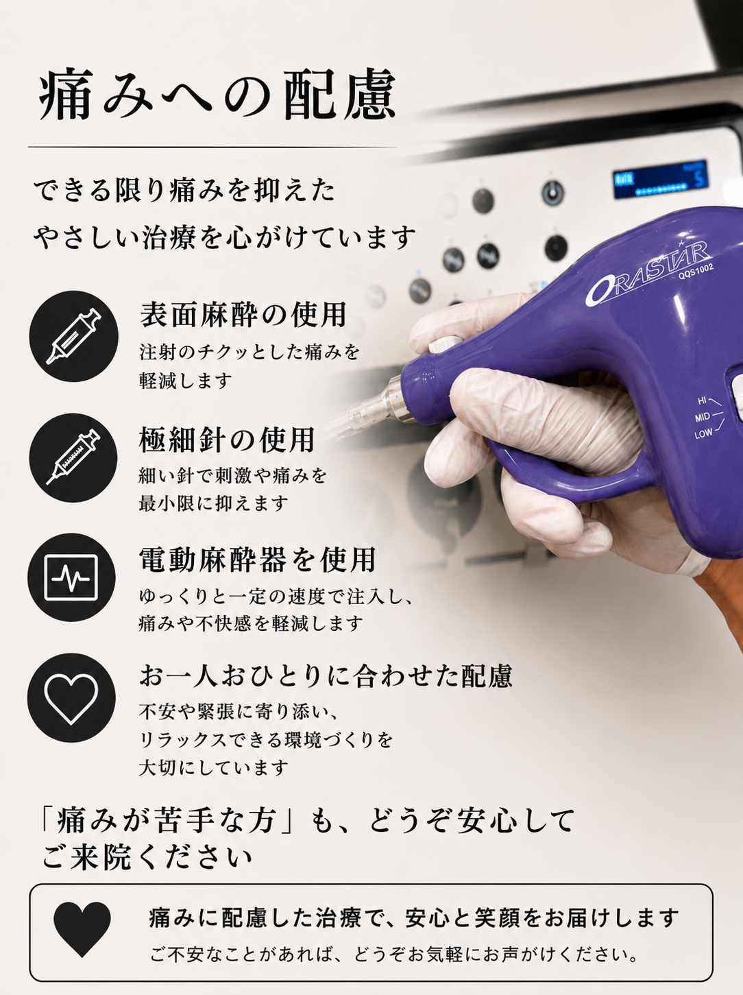 痛みを抑えた歯科治療